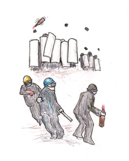 成田闘争のイラスト